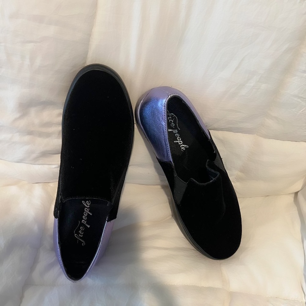 Free People Black Velvet Slip On Shoes